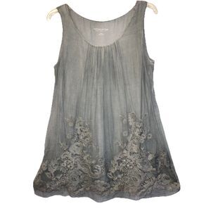 SOFT SURROUNDINGS sz S 100% Silk Chiffon Flowy Sleeveless Top Lined Romance